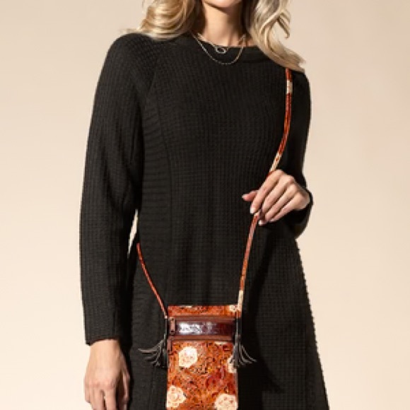 Western Leather Hand painted Crossbody Bag Brown and Tan NWT - Picture 12 of 14